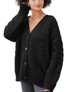 Jenni Kayne Cable Cocoon Cardigan in Black